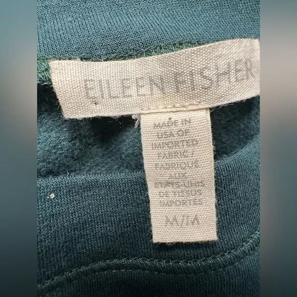 Eileen Fisher Green Raglan Sleeve Top Minimalist Organic Cotton Blend Medium - Picture 7 of 13